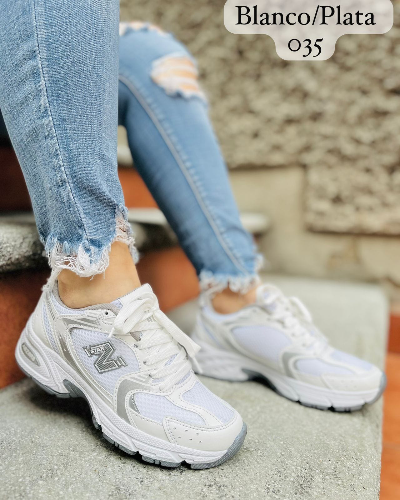 TENIS 035 BLANCO/PLATA